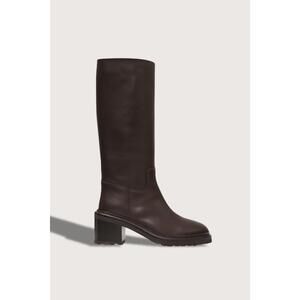 NEW LEGRES women's riding on heel heeled boots in dk.brown